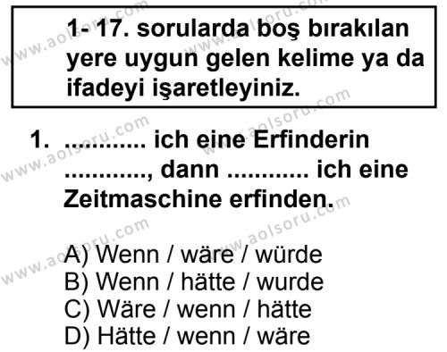 Seçmeli Yabancı Dil Almanca 8 Dersi 2013 - 2014 Yılı 1. Dönem Sınav Soruları 1. Soru