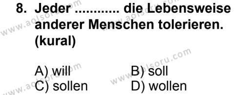 Seçmeli Yabancı Dil Almanca 8 Dersi 2013-2014 Yılı 1. Dönem Sınavı 8. Soru