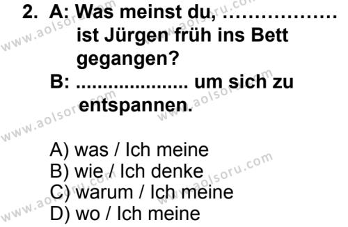 Seçmeli Yabancı Dil Almanca 8 Dersi 2013 - 2014 Yılı 2. Dönem Sınav Soruları 2. Soru