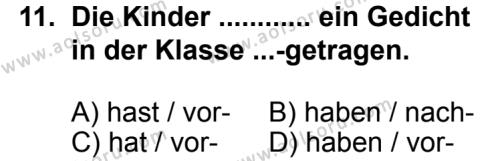 Seçmeli Yabancı Dil Almanca 8 Dersi 2013-2014 Yılı 2. Dönem Sınavı 11. Soru