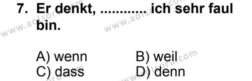 Seçmeli Yabancı Dil Almanca 8 Dersi 2013-2014 Yılı 3. Dönem Sınavı 7. Soru