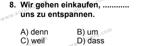 Seçmeli Yabancı Dil Almanca 8 Dersi 2013-2014 Yılı 3. Dönem Sınavı 8. Soru