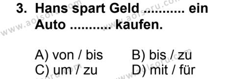Seçmeli Yabancı Dil Almanca 8 Dersi 2014 - 2015 Yılı 1. Dönem Sınav Soruları 3. Soru