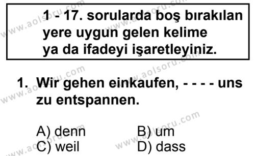 Seçmeli Yabancı Dil Almanca 8 Dersi 2014 - 2015 Yılı 3. Dönem Sınav Soruları 1. Soru