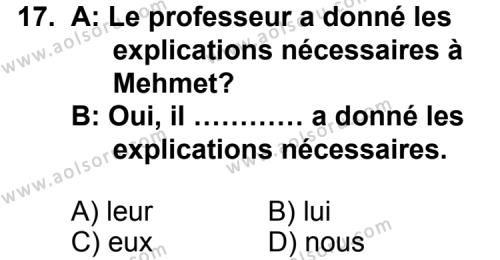 Seçmeli Yabancı Dil Fransızca 3 Dersi 2012-2013 Yılı 2. Dönem Sınavı 17. Soru