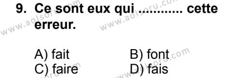 Seçmeli Yabancı Dil Fransızca 3 Dersi 2013-2014 Yılı 1. Dönem Sınavı 9. Soru