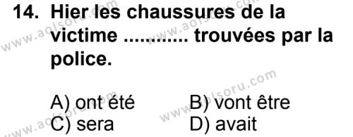 Seçmeli Yabancı Dil Fransızca 3 Dersi 2013-2014 Yılı 1. Dönem Sınavı 14. Soru