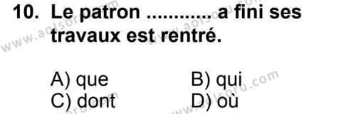 Seçmeli Yabancı Dil Fransızca 3 Dersi 2013-2014 Yılı 3. Dönem Sınavı 10. Soru