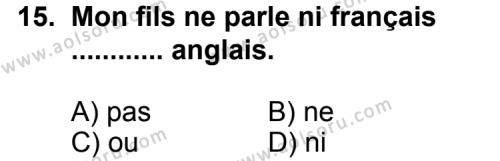 Seçmeli Yabancı Dil Fransızca 3 Dersi 2013-2014 Yılı 3. Dönem Sınavı 15. Soru