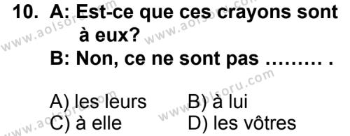 Seçmeli Yabancı Dil Fransızca 4 Dersi 2011-2012 Yılı 2. Dönem Sınavı 10. Soru