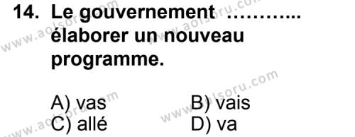 Seçmeli Yabancı Dil Fransızca 4 Dersi 2012-2013 Yılı 1. Dönem Sınavı 14. Soru