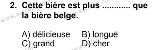 Seçmeli Yabancı Dil Fransızca 4 Dersi 2013-2014 Yılı 2. Dönem Sınavı 2. Soru