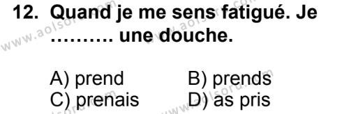 Seçmeli Yabancı Dil Fransızca 4 Dersi 2014-2015 Yılı 1. Dönem Sınavı 12. Soru