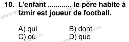 Seçmeli Yabancı Dil Fransızca 5 Dersi 2011-2012 Yılı 1. Dönem Sınavı 10. Soru