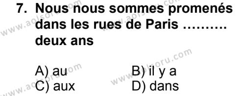 Seçmeli Yabancı Dil Fransızca 5 Dersi 2011-2012 Yılı 2. Dönem Sınavı 7. Soru
