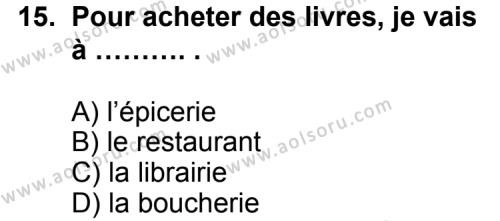 Seçmeli Yabancı Dil Fransızca 5 Dersi 2011-2012 Yılı 3. Dönem Sınavı 15. Soru