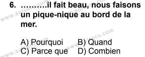 Seçmeli Yabancı Dil Fransızca 5 Dersi 2012-2013 Yılı 1. Dönem Sınavı 6. Soru