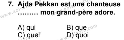 Seçmeli Yabancı Dil Fransızca 5 Dersi 2012-2013 Yılı 2. Dönem Sınavı 7. Soru