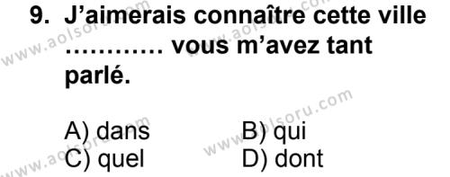 Seçmeli Yabancı Dil Fransızca 5 Dersi 2012-2013 Yılı 2. Dönem Sınavı 9. Soru