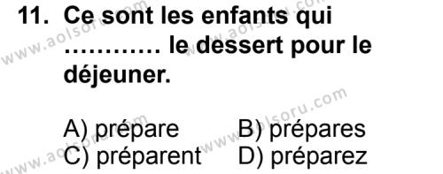 Seçmeli Yabancı Dil Fransızca 5 Dersi 2012-2013 Yılı 2. Dönem Sınavı 11. Soru
