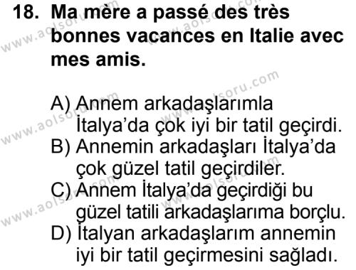 Seçmeli Yabancı Dil Fransızca 5 Dersi 2012-2013 Yılı 2. Dönem Sınavı 18. Soru