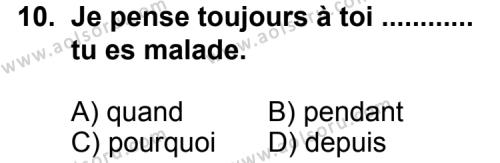 Seçmeli Yabancı Dil Fransızca 5 Dersi 2012-2013 Yılı 3. Dönem Sınavı 10. Soru