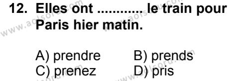 Seçmeli Yabancı Dil Fransızca 5 Dersi 2013-2014 Yılı 1. Dönem Sınavı 12. Soru