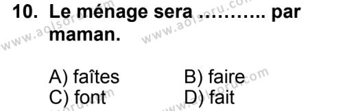 Seçmeli Yabancı Dil Fransızca 6 Dersi 2012-2013 Yılı 1. Dönem Sınavı 10. Soru