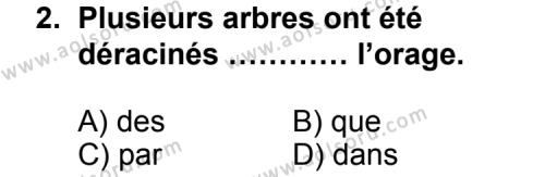 Seçmeli Yabancı Dil Fransızca 6 Dersi 2012-2013 Yılı 2. Dönem Sınavı 2. Soru
