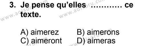 Seçmeli Yabancı Dil Fransızca 6 Dersi 2012 - 2013 Yılı 2. Dönem Sınav Soruları 3. Soru