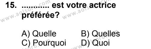 Seçmeli Yabancı Dil Fransızca 6 Dersi 2013-2014 Yılı 2. Dönem Sınavı 15. Soru