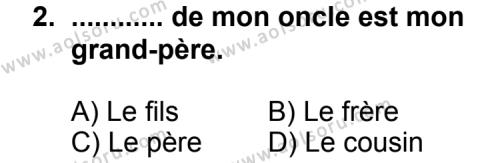 Seçmeli Yabancı Dil Fransızca 6 Dersi 2013 - 2014 Yılı 3. Dönem Sınav Soruları 2. Soru