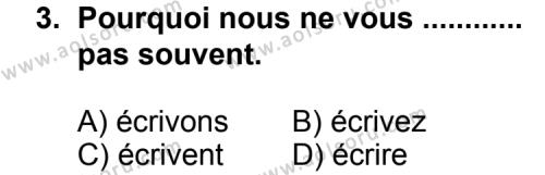 Seçmeli Yabancı Dil Fransızca 6 Dersi 2013 - 2014 Yılı 3. Dönem Sınav Soruları 3. Soru