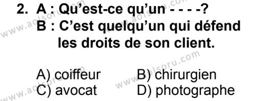 Seçmeli Yabancı Dil Fransızca 6 Dersi 2014-2015 Yılı 3. Dönem Sınavı 2. Soru