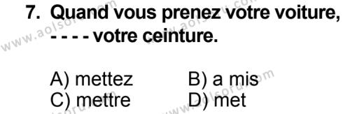 Seçmeli Yabancı Dil Fransızca 6 Dersi 2014-2015 Yılı 3. Dönem Sınavı 7. Soru