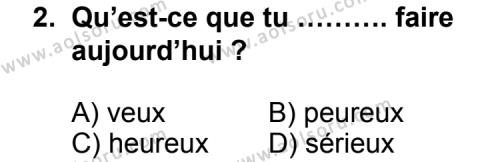 Seçmeli Yabancı Dil Fransızca 7 Dersi 2011 - 2012 Yılı 3. Dönem Sınav Soruları 2. Soru