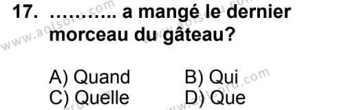 Seçmeli Yabancı Dil Fransızca 7 Dersi 2012-2013 Yılı 1. Dönem Sınavı 17. Soru