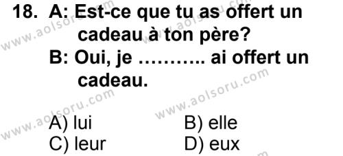 Seçmeli Yabancı Dil Fransızca 7 Dersi 2012-2013 Yılı 1. Dönem Sınavı 18. Soru