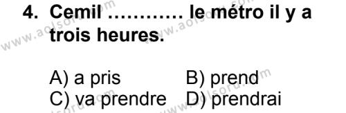 Seçmeli Yabancı Dil Fransızca 7 Dersi 2012 - 2013 Yılı 2. Dönem Sınav Soruları 4. Soru