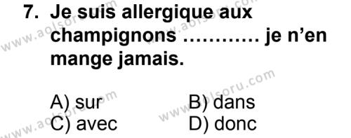 Seçmeli Yabancı Dil Fransızca 7 Dersi 2012-2013 Yılı 2. Dönem Sınavı 7. Soru