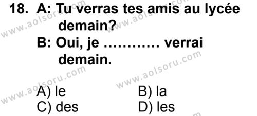 Seçmeli Yabancı Dil Fransızca 7 Dersi 2012-2013 Yılı 2. Dönem Sınavı 18. Soru