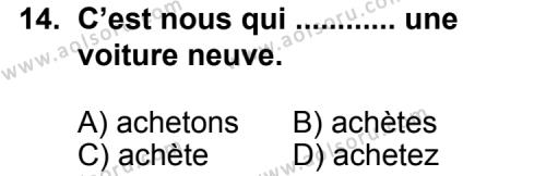 Seçmeli Yabancı Dil Fransızca 7 Dersi 2013-2014 Yılı 1. Dönem Sınavı 14. Soru