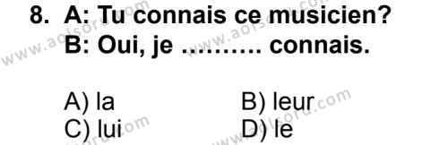 Seçmeli Yabancı Dil Fransızca 7 Dersi 2014-2015 Yılı 1. Dönem Sınavı 8. Soru