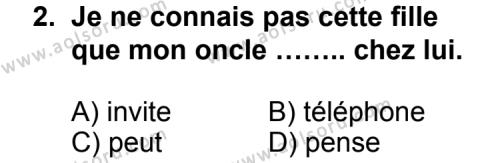 Seçmeli Yabancı Dil Fransızca 8 Dersi 2012 - 2013 Yılı 1. Dönem Sınav Soruları 2. Soru