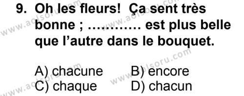 Seçmeli Yabancı Dil Fransızca 8 Dersi 2012-2013 Yılı 2. Dönem Sınavı 9. Soru