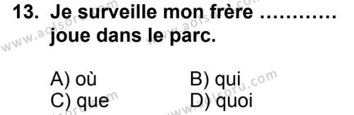 Seçmeli Yabancı Dil Fransızca 8 Dersi 2012-2013 Yılı 2. Dönem Sınavı 13. Soru