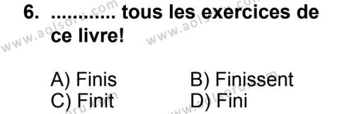 Seçmeli Yabancı Dil Fransızca 8 Dersi 2013-2014 Yılı 1. Dönem Sınavı 6. Soru