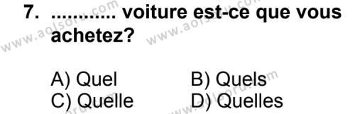 Seçmeli Yabancı Dil Fransızca 8 Dersi 2013-2014 Yılı 1. Dönem Sınavı 7. Soru