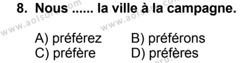 Seçmeli Yabancı Dil Fransızca 8 Dersi 2013-2014 Yılı 1. Dönem Sınavı 8. Soru