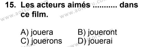 Seçmeli Yabancı Dil Fransızca 8 Dersi 2013-2014 Yılı 1. Dönem Sınavı 15. Soru